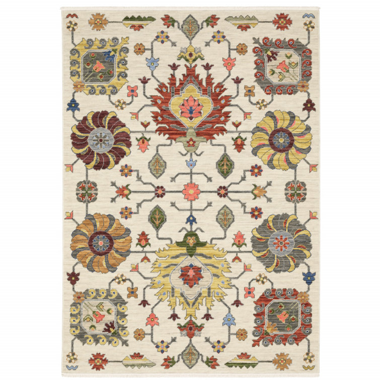 Bungalow Rose Markeya Floral Rug Wayfair